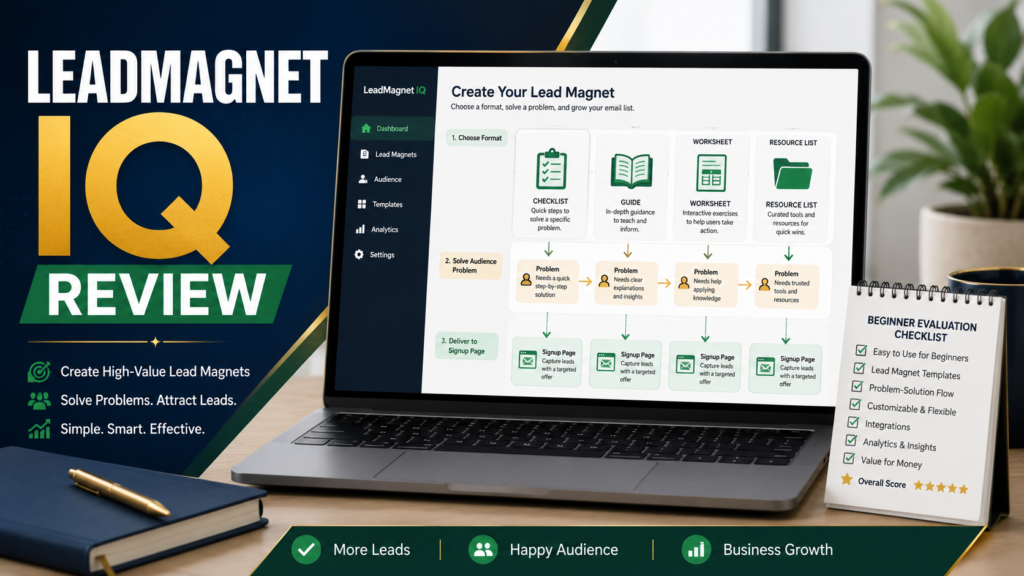 Online-business owner evaluating LeadMagnet IQ for planning and creating checklists, guides, worksheets, and other email-list-building resources.